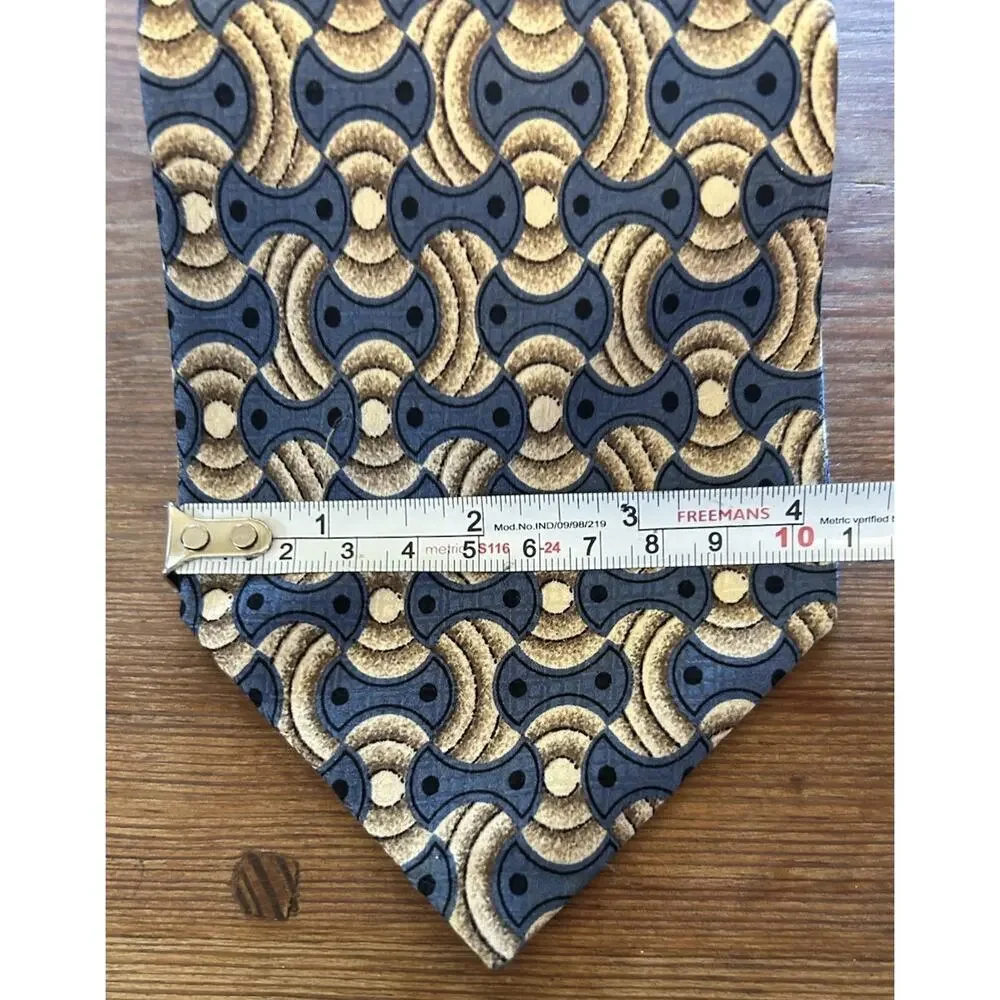 Valentino‎ Pietro Men’s Tie Blue Geometric 4.25” Italian Silk Designer Necktie